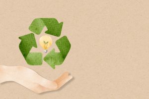 Recycle background with hand support sustainable idea watercolor